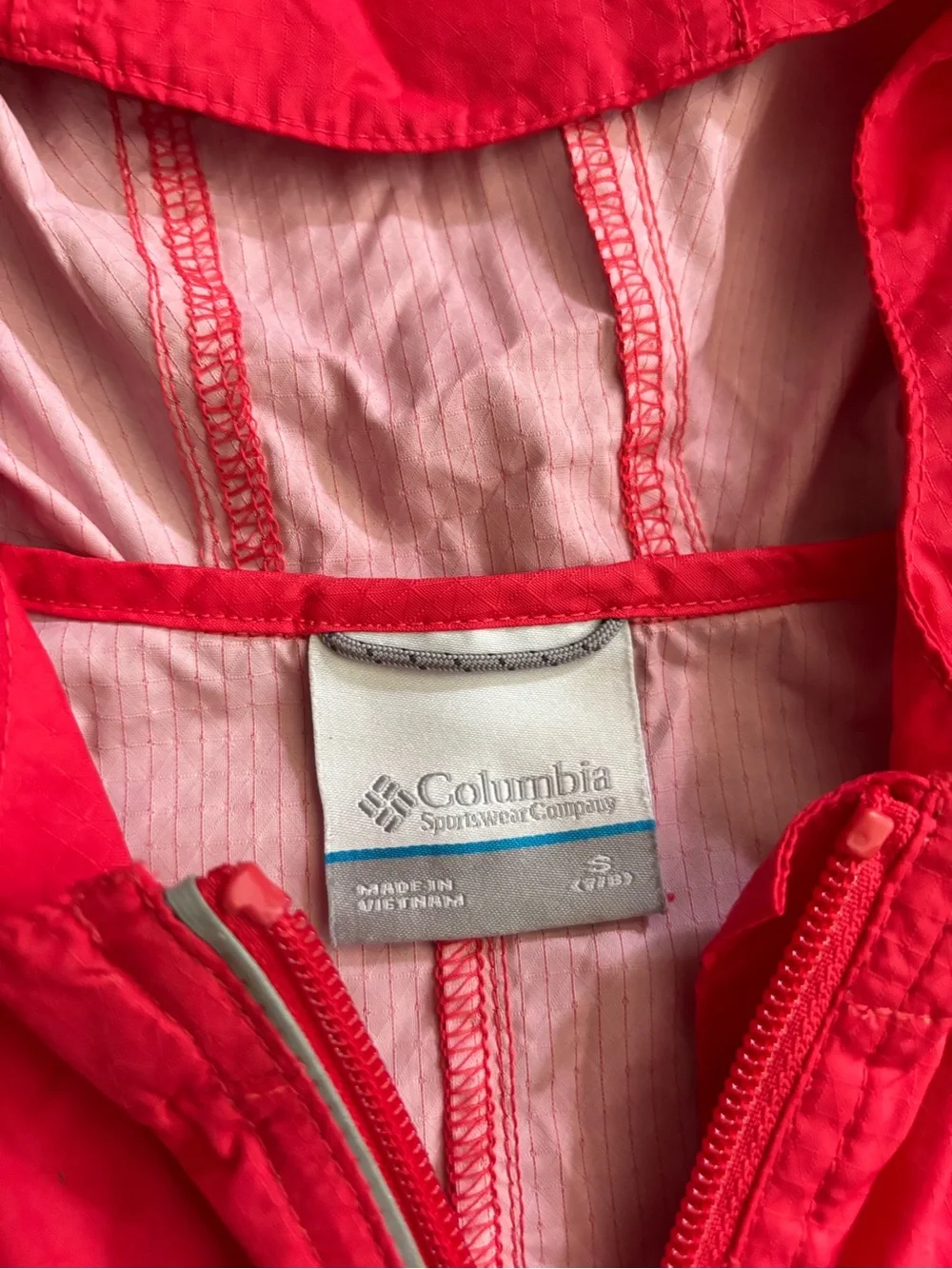 Columbia Kids Two-Tone Red and Pink Hooded Rain Jacket